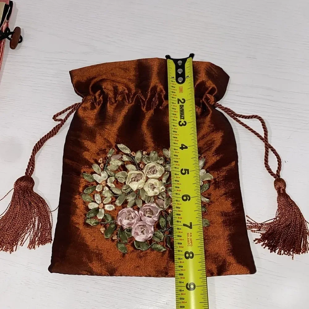 Wrapables Beautiful Embroidered Silk Travel Bag for Lingerie & Shoes